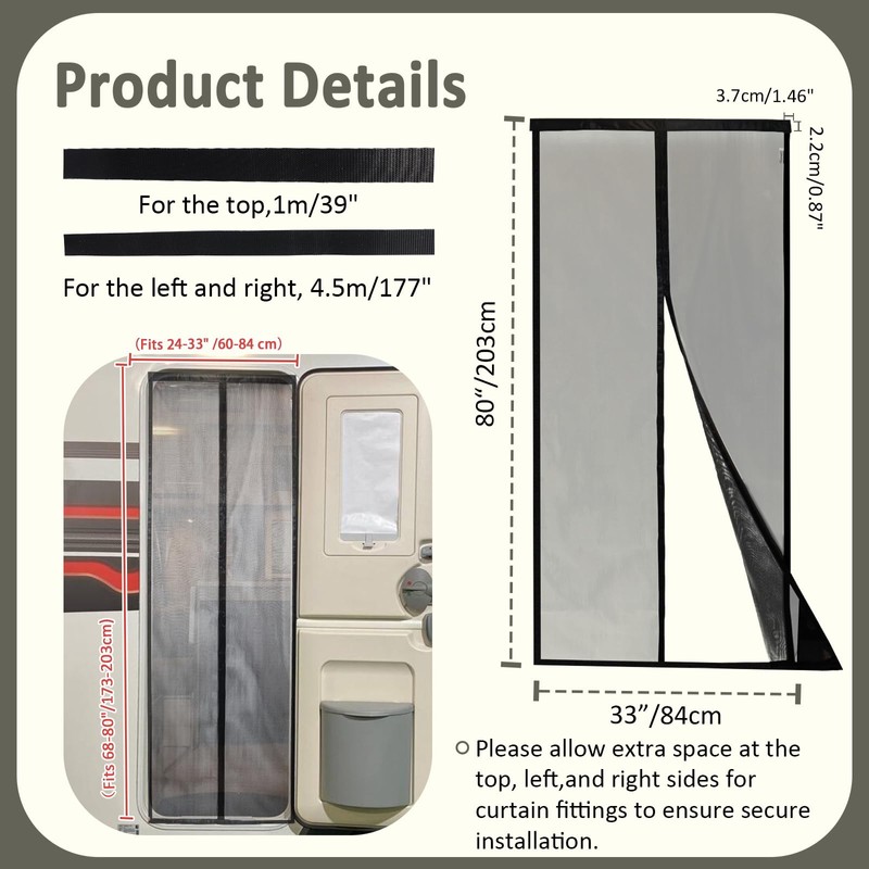 Zejoot Universal Magnetic Screen Door for RV, Tear-Resistant RV Mosquito