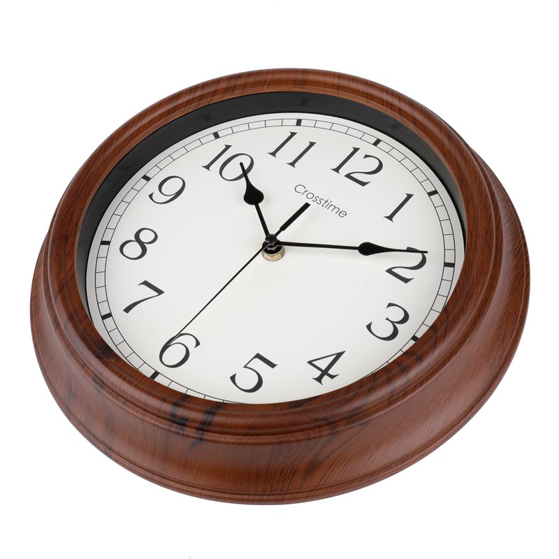Wall Clock 12 Inch/30CM Retro Silent Non-Ticking Simulated Wooden Wall