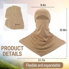JaGely Balaclava Summer Full Face Mask for Sun Protection Breathable Motorcycle Hood Helmet Liners Windproof Long Neck Cover (Light Brown)