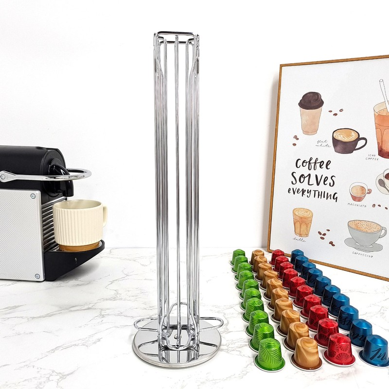 40 Capsule Coffee Pod Holder 360 Degree Rotating Carousel Storage