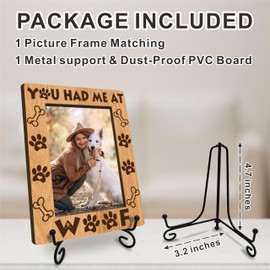 4x6 Picture Frame With A Metal Support - You Had Me At Woof - Dog Theme Wooden Photo Frame For Tabletop Display(Vertical), Gift For Pet Owner, Dog Lover, Kids & Adult, Memorable Home Decorations- A02