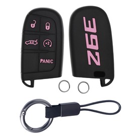 Silicone 392 Key Fob Cover with Key Chain Key Fob Shell Case Compatible with Charger Durango Challenger RAM 5 Buttons(392-pink)