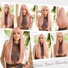 TRUMOST Peach Pink Wig with Bangs for Women 28 Inch
