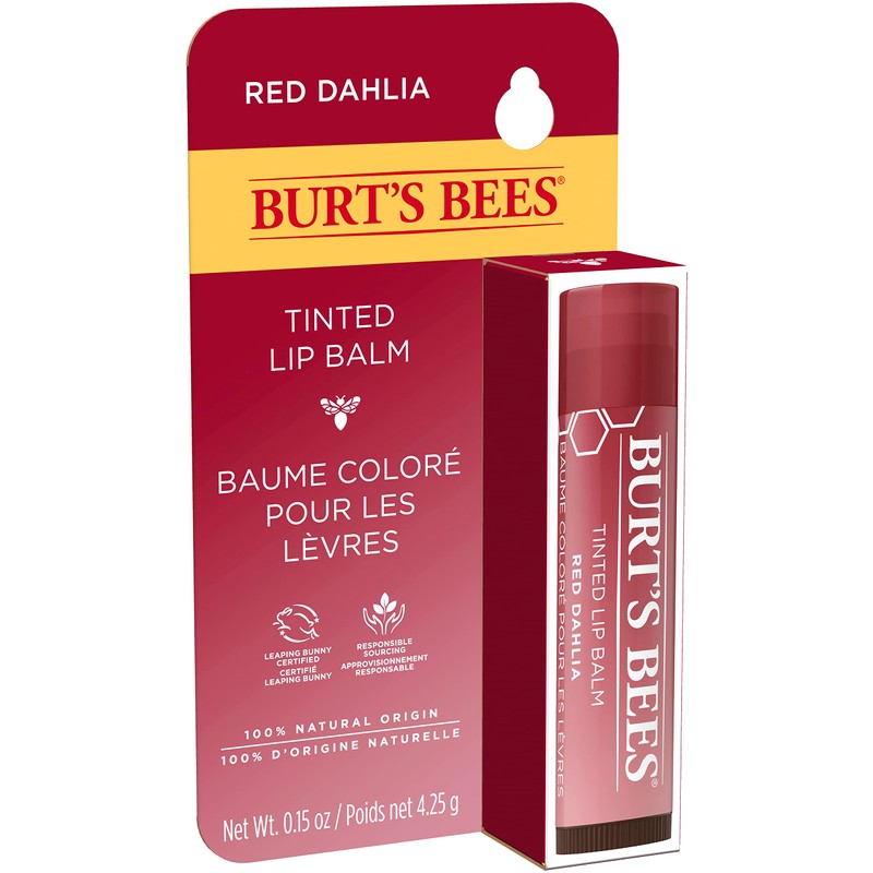 Burt's Bees Tinted Lip Balm Red Dahlia, 100% Natural Origin