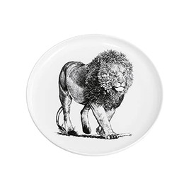Maxwell & Williams DX0531 African Lion Plate - Black and White - 20cm Diameter - Ceramic - Animal Gift Box