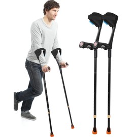 Antdvao Forearm Crutches Pair - Folding, Lightweight, Adjustable for Walking - Rubber Handles, Comfortable, Non-Slip for Adults (Black)