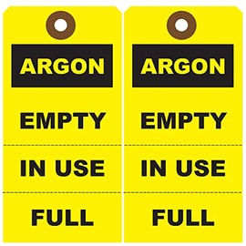 Tags 4 Less Cylinder Status Hang Tags - Argon Gas Tank Hanging Labels, Status Labels for Empty/Full/in Use, 13pt. Cardboard, Perforated, Includes Elastic Hanging String (Argon, Pack of 25)