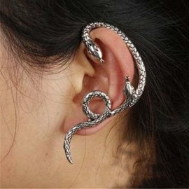Aneneiceera Vintage Exaggerated Snake Ear Cuff Earrings Serpent Cuff Wrap Earrings Punk Ear Climber Cuff Earrings Silver Clip on Earrings Steampunk Ear Wrap Jewelry for Women and Girls (Snake A)