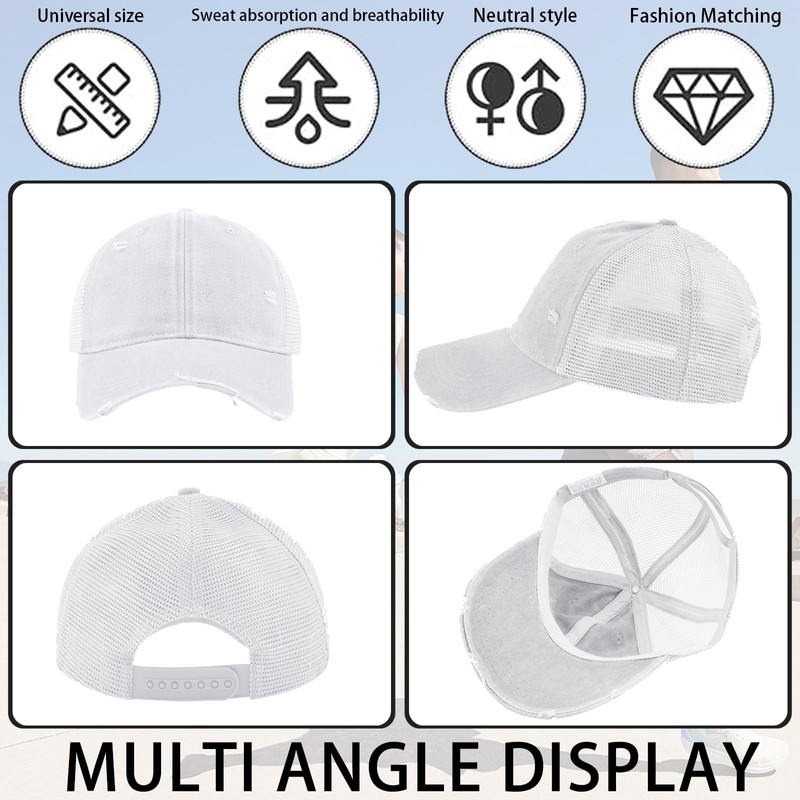 CWENDANER Unisex Baseball Cap, Trucker Cap, Mesh, Adjustable Mesh Running
