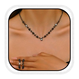 Fashband Crystal Bridal Wedding Jewelry Set Silver Rhinestone Necklace Earrings Sets Costume Brides Jewelry for Women (B, One Size)