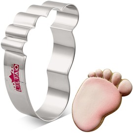 LILIAO Baby Foot Print Cookie Cutter for Baby Shower - 2.6 x 3.8 inches - Stainless Steel