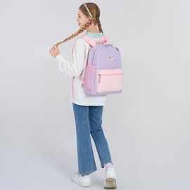 Sawkig Girls Backpack for Kindergarten Childrens 15 inch Backpack for School Kids Bookbag for Girls 4-6 (Purple and Pink)