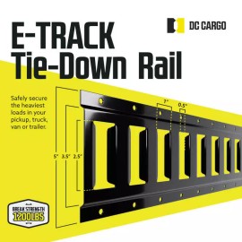 DC Cargo E Track Tie Down Rails 5 ft. Black Powder Coated Steel E-Track 1-pack