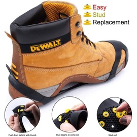 Winter Wise 10-STUD Ice Snow Grips, Anti Slip Winter Ice Grippers Universal Slip-on Stretch Fit Snow & Ice Spikes Traction Cleats Crampons (Small)