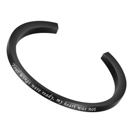 Dletay Urn Bracelet Cremation Bracelet for Ashes Memorial Ashes Bracelet Openable Cuff Bangle Bracelet-Your Wings Were Ready, My Heart Was Not (Black)