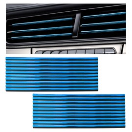 MUQIDA 20PCS Car Air Conditioner Decoration Strips, Waterproof Auto Moulding Trim for Straight Air Vent Outlet, Universal Bendable Vent Strip Interior Accessories for Most Vehicles (Shiny Blue)