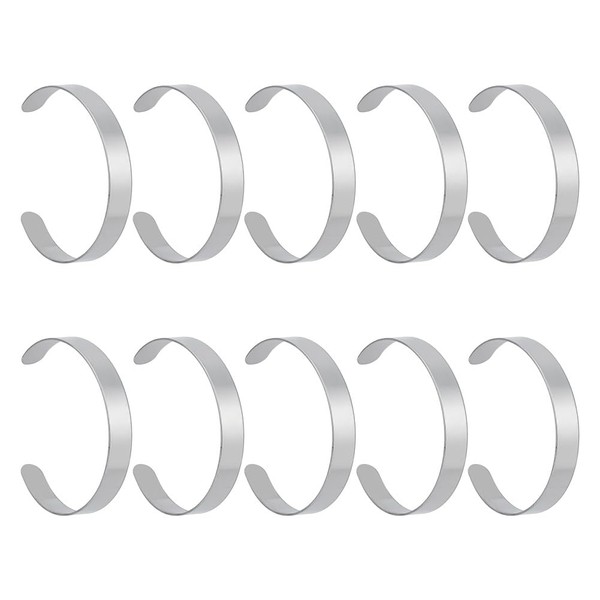 GOMAKERER 10 Pcs 304 Stainless Steel Blank Core Bracelets 0.39