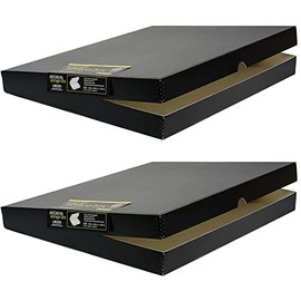 Lineco, Archival Folio Storage Box. Acid-Free, Metal Edge Boxboard, Clamshell Lid. 16 x 20 x 1.75 Inches. Protects and Organize, Stores Photos, Documents, Craft, Prints, DIY. Black, Pack of 2