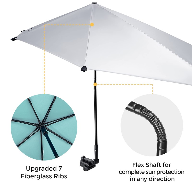 G4Free UPF 50+ Adjustable Beach Umbrella XL with Universal Clamp