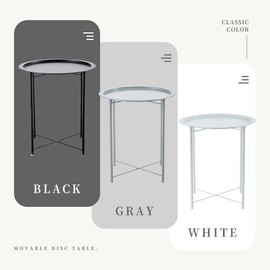 Lomani Extra Large Iron Flat Table Round Flat Table Tray Metal End Table-Gray