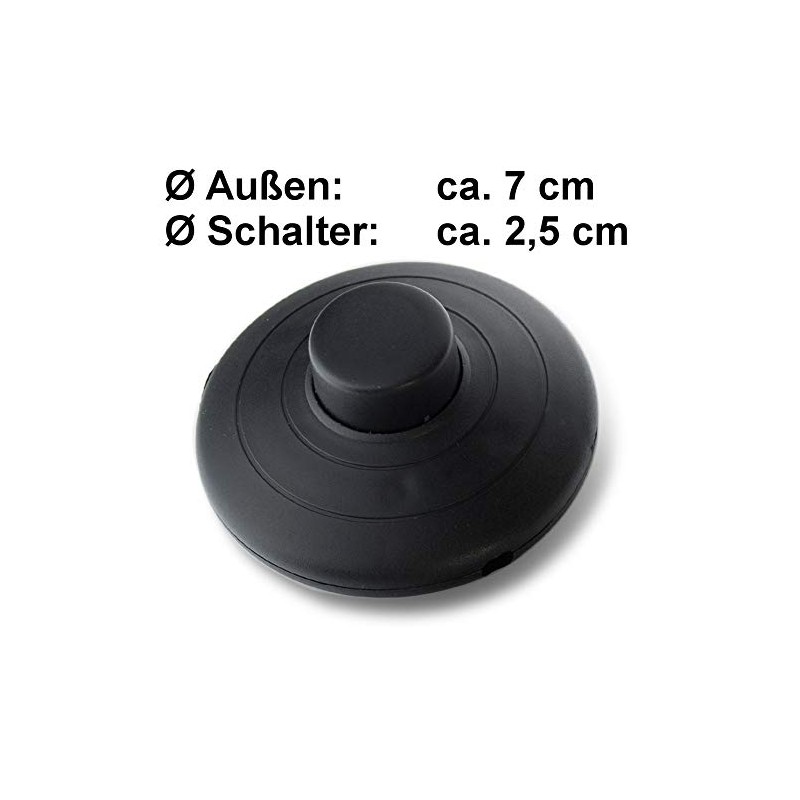 edi-tronic Foot Switch Round Black 2A 250V Floor Lamp Switch
