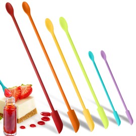 DUFEIMOY Colorful 6 Pcs Mini Spatula Silicone Spatula Set, Makeup Spatula Tiny Spatulas for Cosmetics, Small Spatula Beauty Spatula, Rubber Spatula Thin Jar Spatula Food Scraper for Kitchen Use