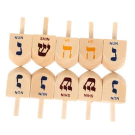 BESTonZON 10pcs Set Dreidels Dreidels for Hanukkah Dreidel Mini Children's Dreidel Toys Wood