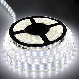 High Brightness LED Tape Light, 16.4 ft (5 m), Waterproof, 24 V, 600-unit SMD5050, Double Row Type, Cover Included, White, White Base, Front Emission, For Fishing Boats, Ships, Trucks, Navigation