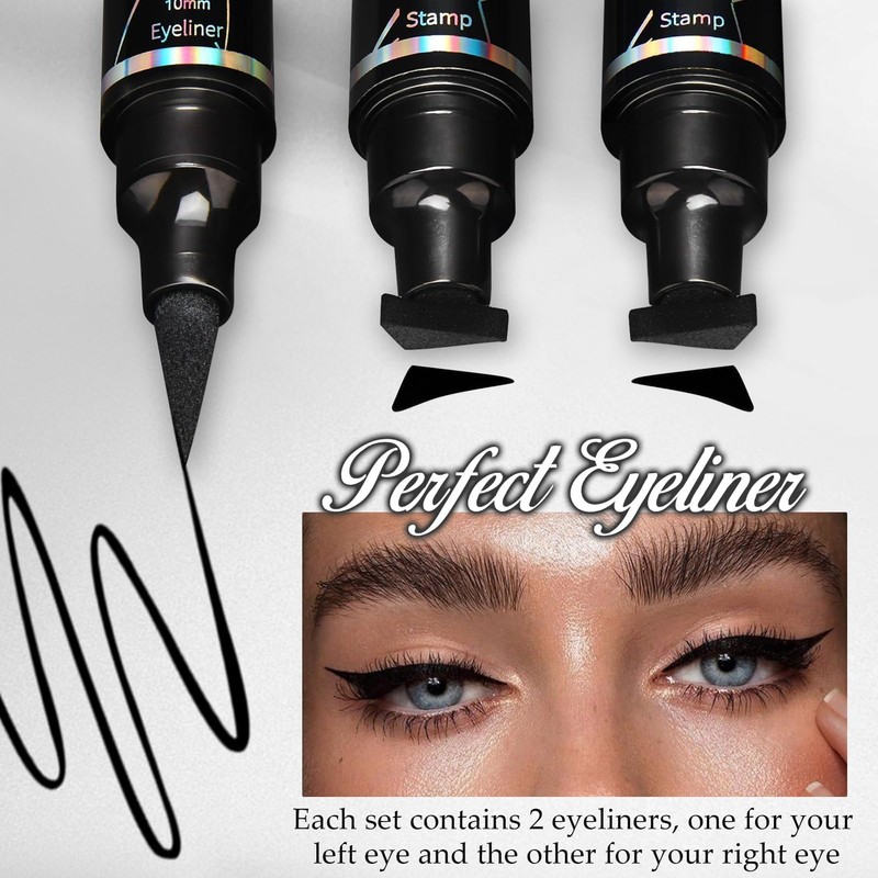 Double Head Eyeliner Stamp, Wing Tip Pen, Rotating Eyeliner Waterproof,
