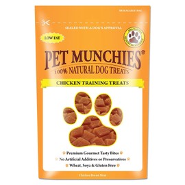 PET MUNCHIES Pet Munchies Chicken Dog Training Treats, Natural Grain Free Tasty Bites Made Real Meat, Low in Fat 50g (Pack of 8)