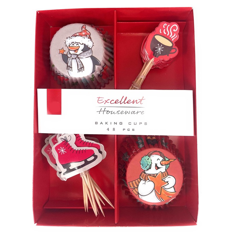 96-Piece Muffin Cupcake Decoration Baking Set Christmas Xmas Motifs Reindeer,