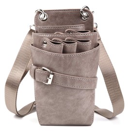 Good Life EXPRESS Scissor Case, 7 Bags, Storage Compatible, PU Leather, Hairdresser Trimmer, GLE Brand Packaging, GLE612 (Beige)