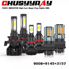 CHUSYYRAY for 2006 2007 2008 Dodge Ram 1500 2500 3500 LED Headlight +Fog Light Bulbs Kit