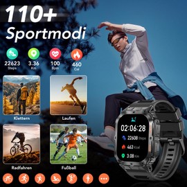 MEGALITH Smartwatch Men's Fitness Tracker: Waterproof Fitness Watch Sport Black - Blood Pressure Smart Watch Android iOS Compatible - Military Watch Men's Nylon with Phone Function