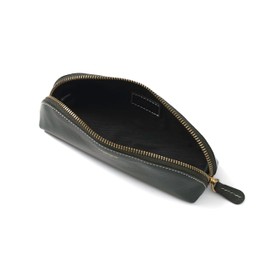 Cockatoo Genuine Leather Pencil Pouch, Accessories holder, Stationery Bag, Zippered Pen Case for Work & Office (Black Forest)