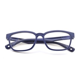 JUSLINK Flexible Kids Blue Light Blocking Glasses for Boys and Girls Age 3-10 (Black+Navy Blue)