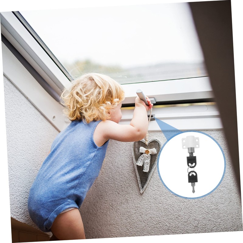 KOMBIUDA 3pcs Sliding Window Lock Key Window Stopper Sash Stopper