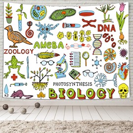 TOMOZ Biology Science Tapestry, School Education Tapestry for Teachers, Students, Educational Tapestry for Classroom Bedroom Living Room Dorm Decor 80 x 60Inch