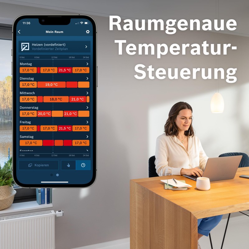 Bosch Smart Home Radiator Thermostat II [+M], Smart Thermostat, Flexible
