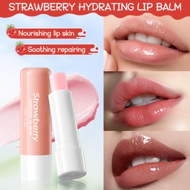 Repairing Hand Cream + Lip Balm, Anti-Ageing Nourishing Hand Cream Nourishing and Protective Cream Skin Care Nourishing Lip Balm for Very Dry Skin, Anti-Crack Repair Glowing (Strawberry)