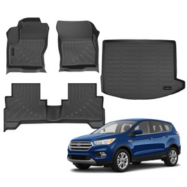 Floor Mats & Cargo Liner Custom Fit for Ford Escape & C-max 2013-2019 All Weather TPE Rubber Floor Liners Full Set Automotive Mat for Ford Escape Accessories