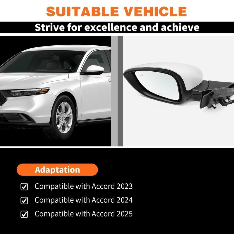 Aspaton Left Driver Side Mirror Assembly Compatible with Accord 2023