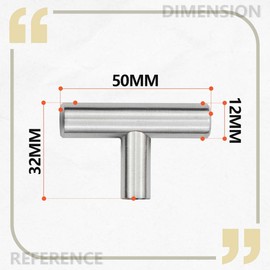 Bwintech 24 Pcs 50MM Satin Nickel Cabinet Pull Handles Kitchen T Bar Handles, Stainless Steel, Ideal for Cabinet, Drawer, Cupboard