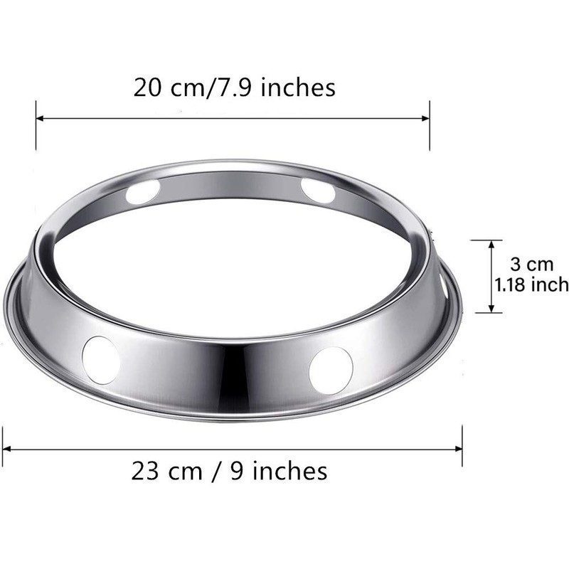 Wok Rings Stainless Steel Round Metallic 2 Pack 7.8" and
