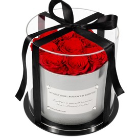 JoyFlower Red Preserved Flowers in Acrylic Cover, Eternal Roses Gifts for Women Wife Girlfriend Mom, Real Rose Forever Flower Box Gift on Wedding Anniversary, Mother's Day, Birthday, Valentine's Day