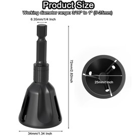 YUEARN 3/16"-1" Deburring External Chamfer Tool with Tungsten Carbide Blade, Burr Removal for 3/16"-1" (5-25mm) Diameter, Deburring Drill Bit Bolt Thread Repair Tool with Quick Release 1/4" Hex Shank