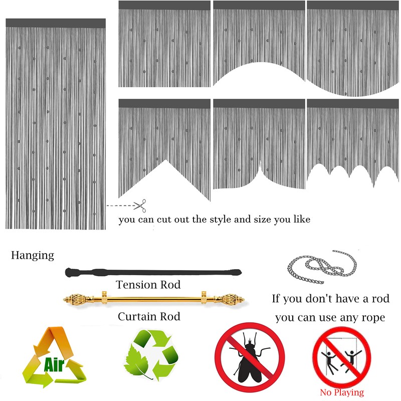 Taiyuhomes Bead String Curtains Door Fly Screen Curtain Beaded Curtain