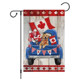 Louise Maelys Canada Day Garden Flag 12x18 Double Sided, Burlap Small Patriotic Truck Dog Welcome Garden Yard House Flags Canadian Flag Outside Outdoor Seasonal Porch Lawn Decoration (Only Flag)