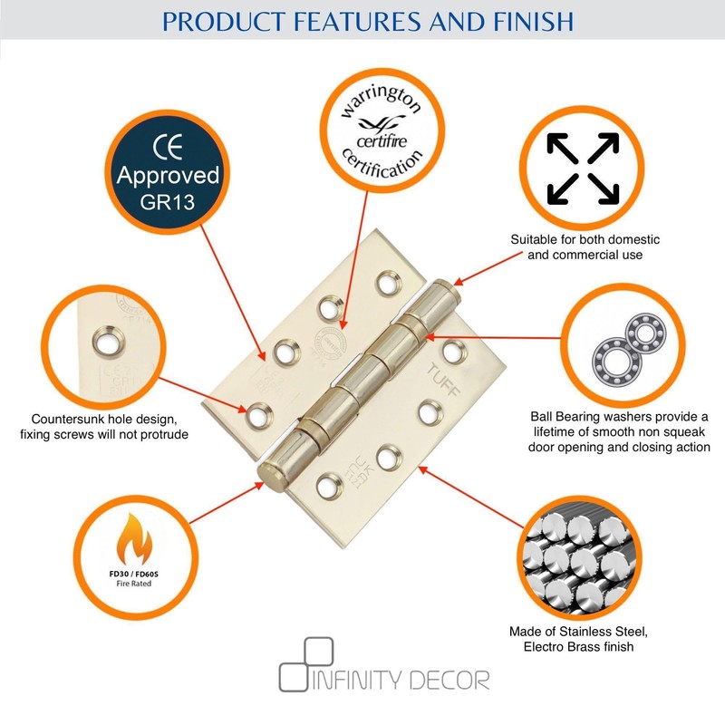 Infinity Decor 4 Inch (100mm) CE13 Fire Rated Ball Bearing