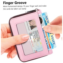 FurArt Credit Card Wallet, Zipper Card Cases Holder for Men Women, RFID Blocking, Key Chain, Compact Size